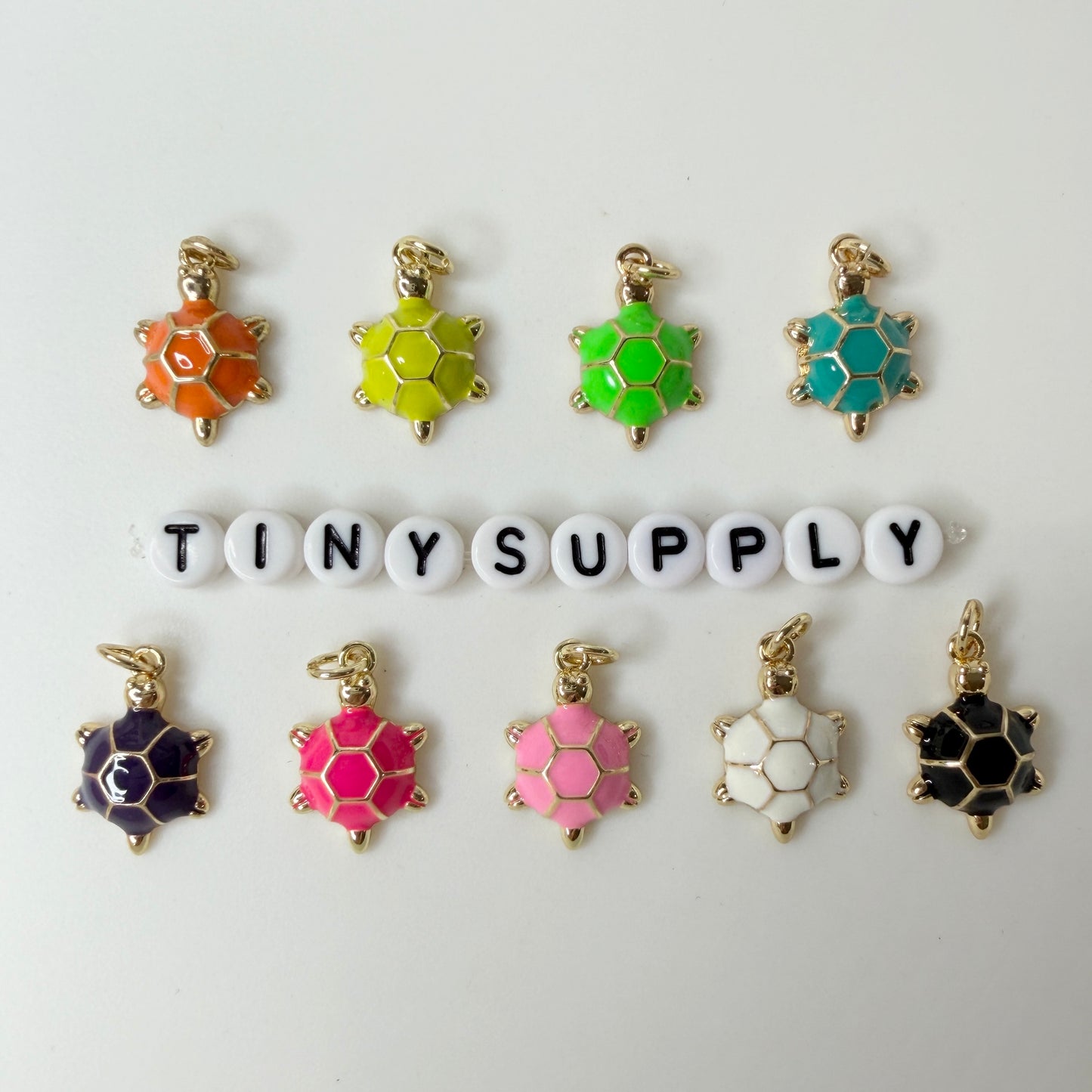 19MM Gold Plated Turtle Charm with Colored Enamel Shell