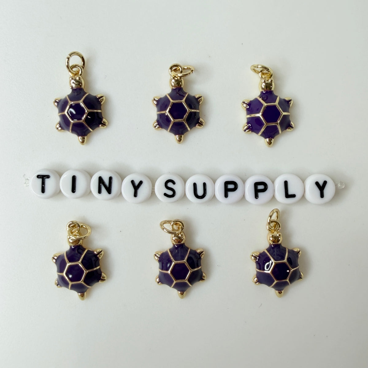 19MM Gold Plated Turtle Charm with Colored Enamel Shell