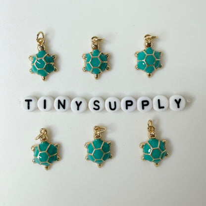 19MM Gold Plated Turtle Charm with Colored Enamel Shell