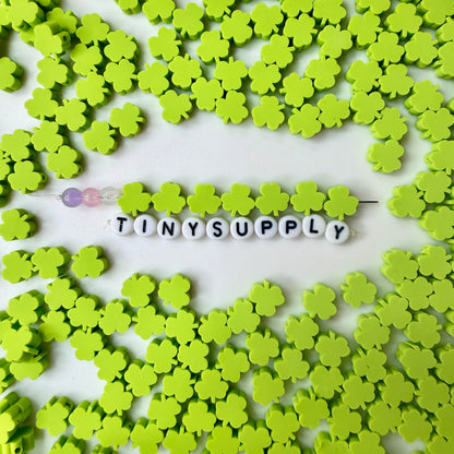 10MM Green Clover Themed Polymer Clay Beads