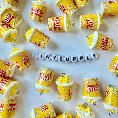 Yellow Popcorn Bucket Charms with Eye Pins (24mm x 18mm)