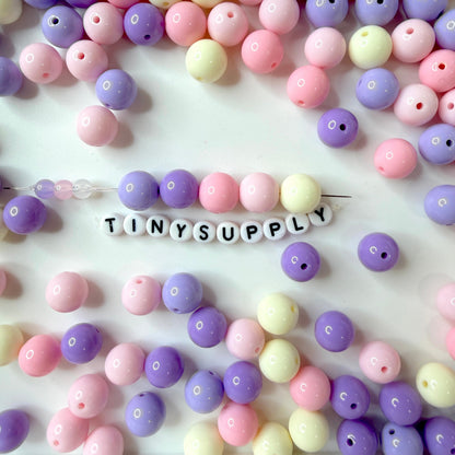 Chunky 12MM/14MM Pink Purple Cotton Candy Themed Acrylic Round Bead Mix