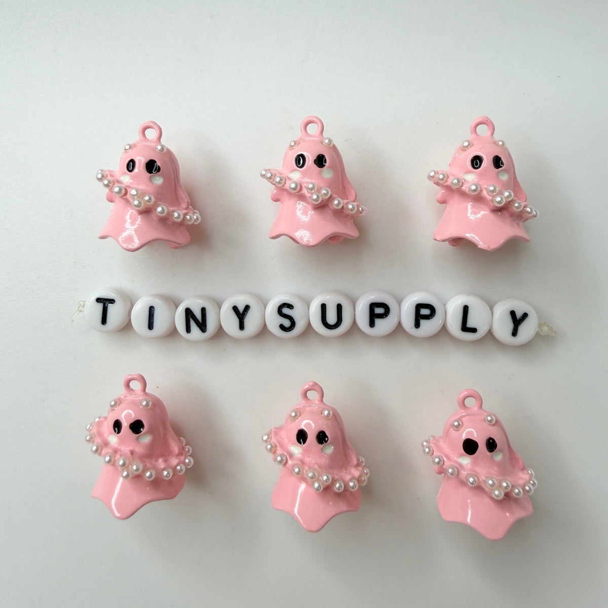 Boo-gie Faux Pearl Ghost Theme Enamel Coated Metal Charms