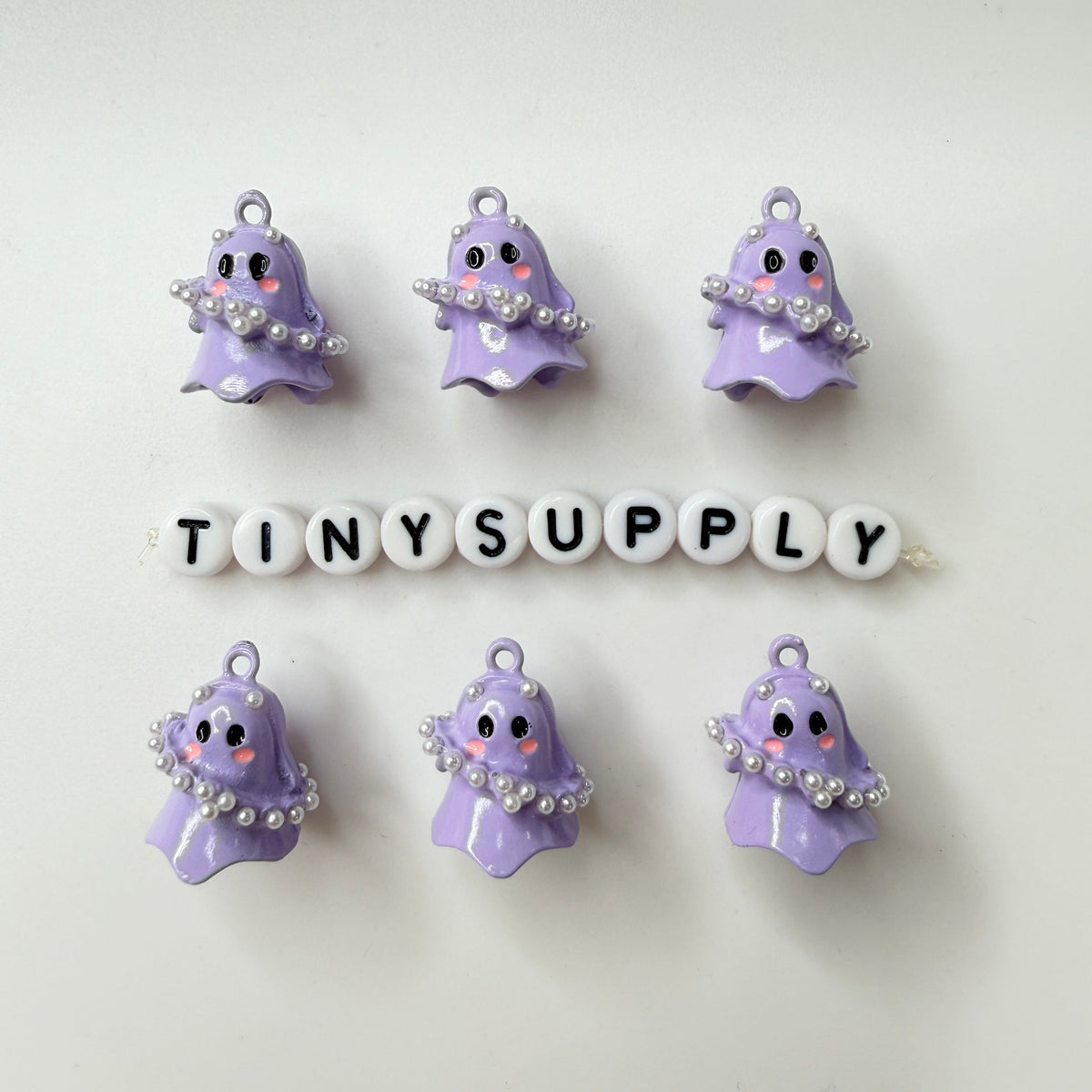 Boo-gie Faux Pearl Ghost Theme Enamel Coated Metal Charms
