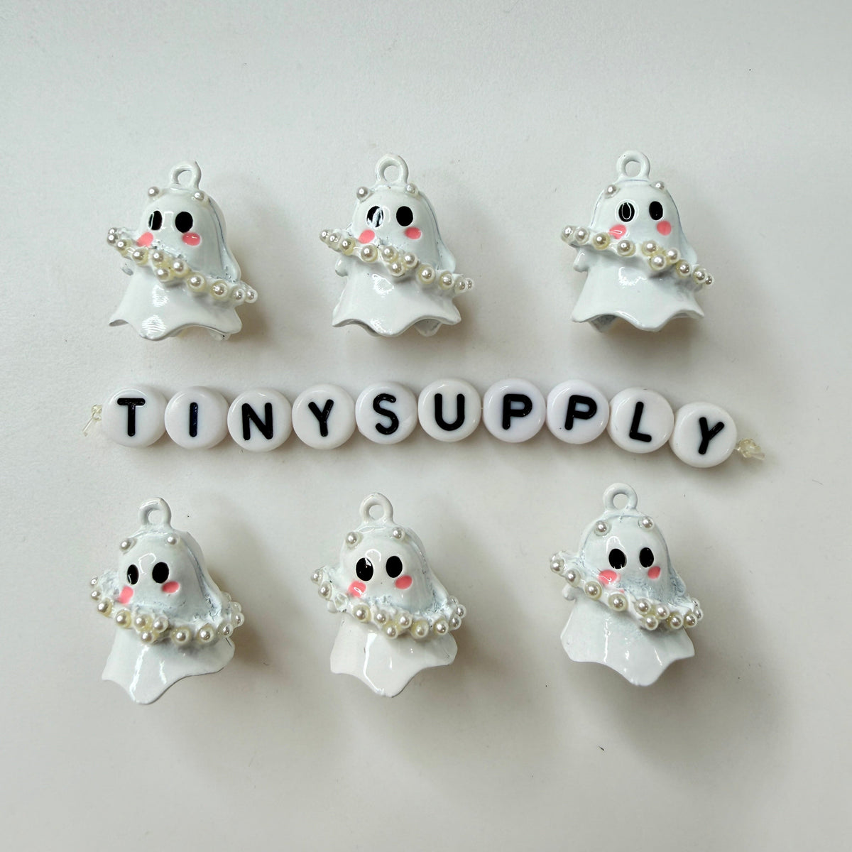 Boo-gie Faux Pearl Ghost Theme Enamel Coated Metal Charms