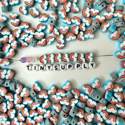 10MM Blue/Pink Rainbow Themed Polymer Clay Beads