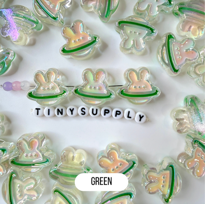 Chunky Iridescent Bunny Planet Acrylic Bead (25x25mm)