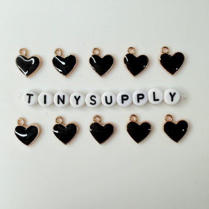 13MM Heart Enamel Charm Red, White, or Black Oil Drop Style Zinc Alloy Pendant