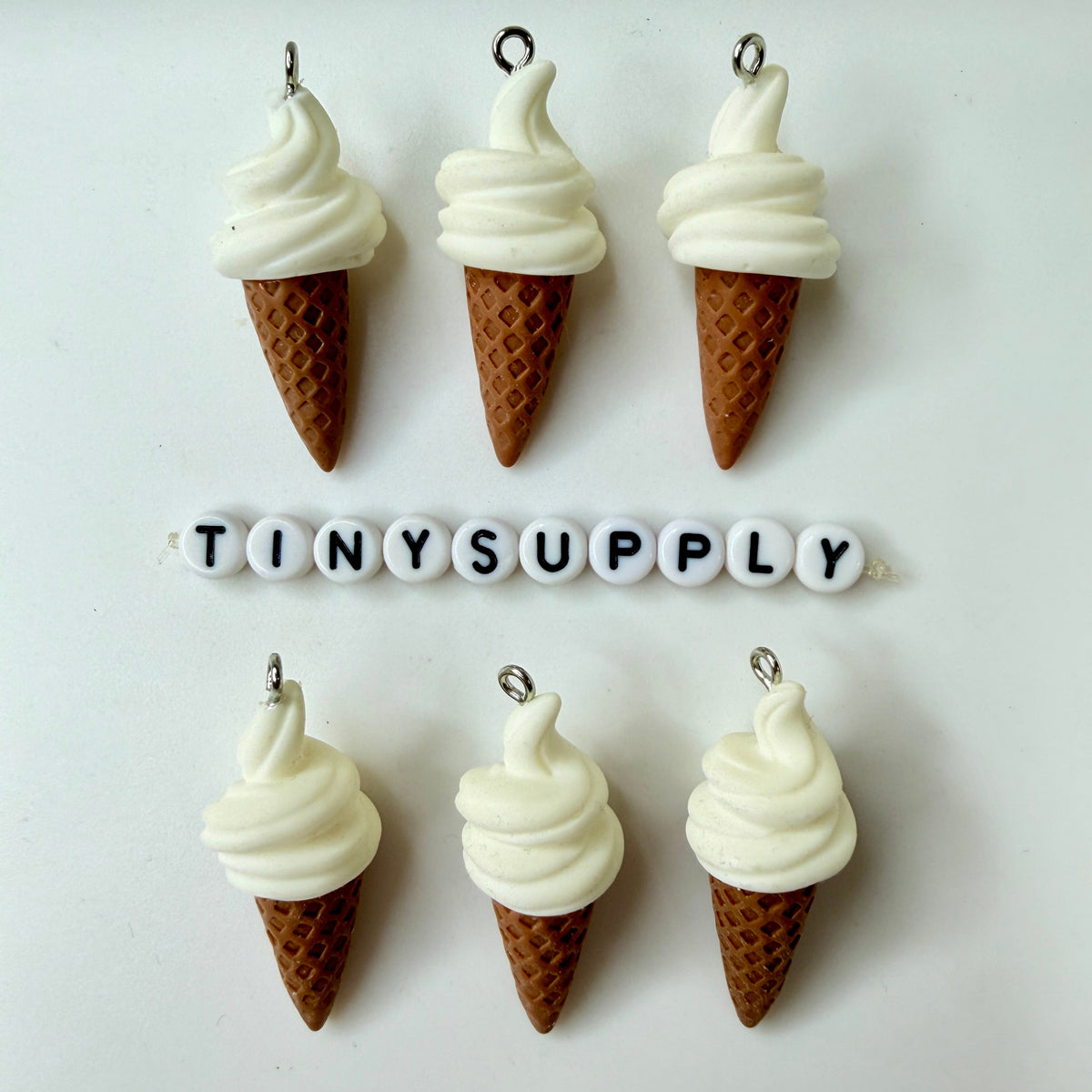 4CM Swirly Ice Cream Cone, Food Themed Charms