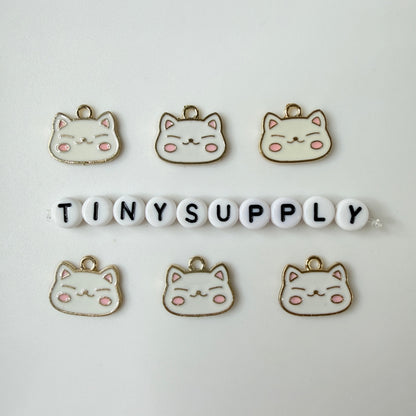 Blushing Cat Face Enamel Zinc Alloy Charm Oil Drop Style Pendant