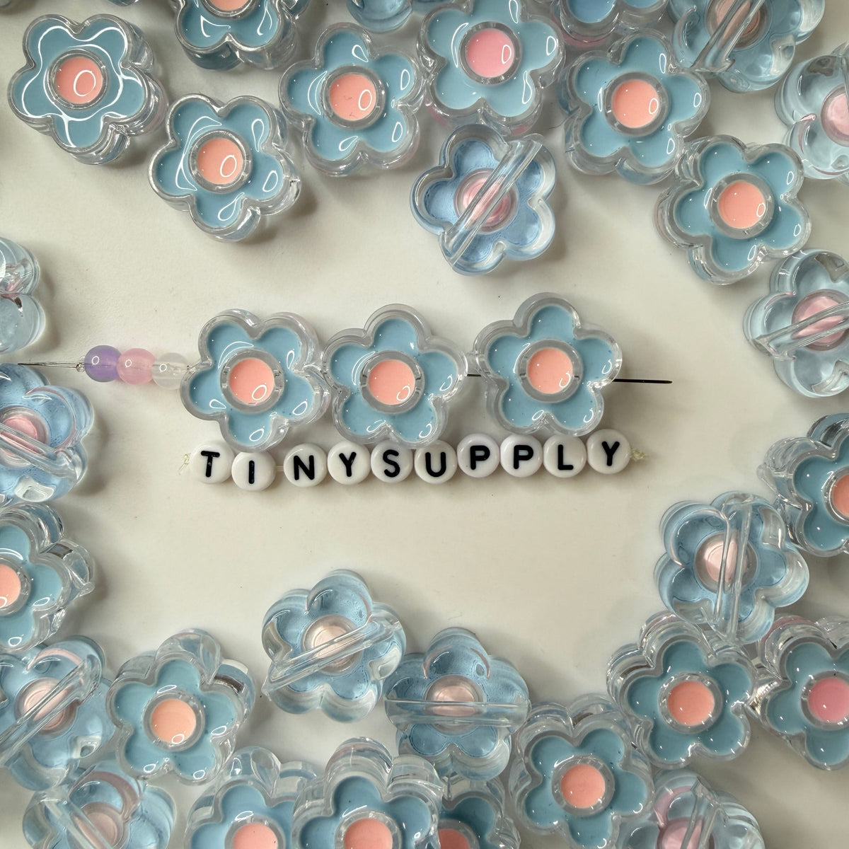 Chunky Flower Enamel Acrylic Bead (18x24mm)