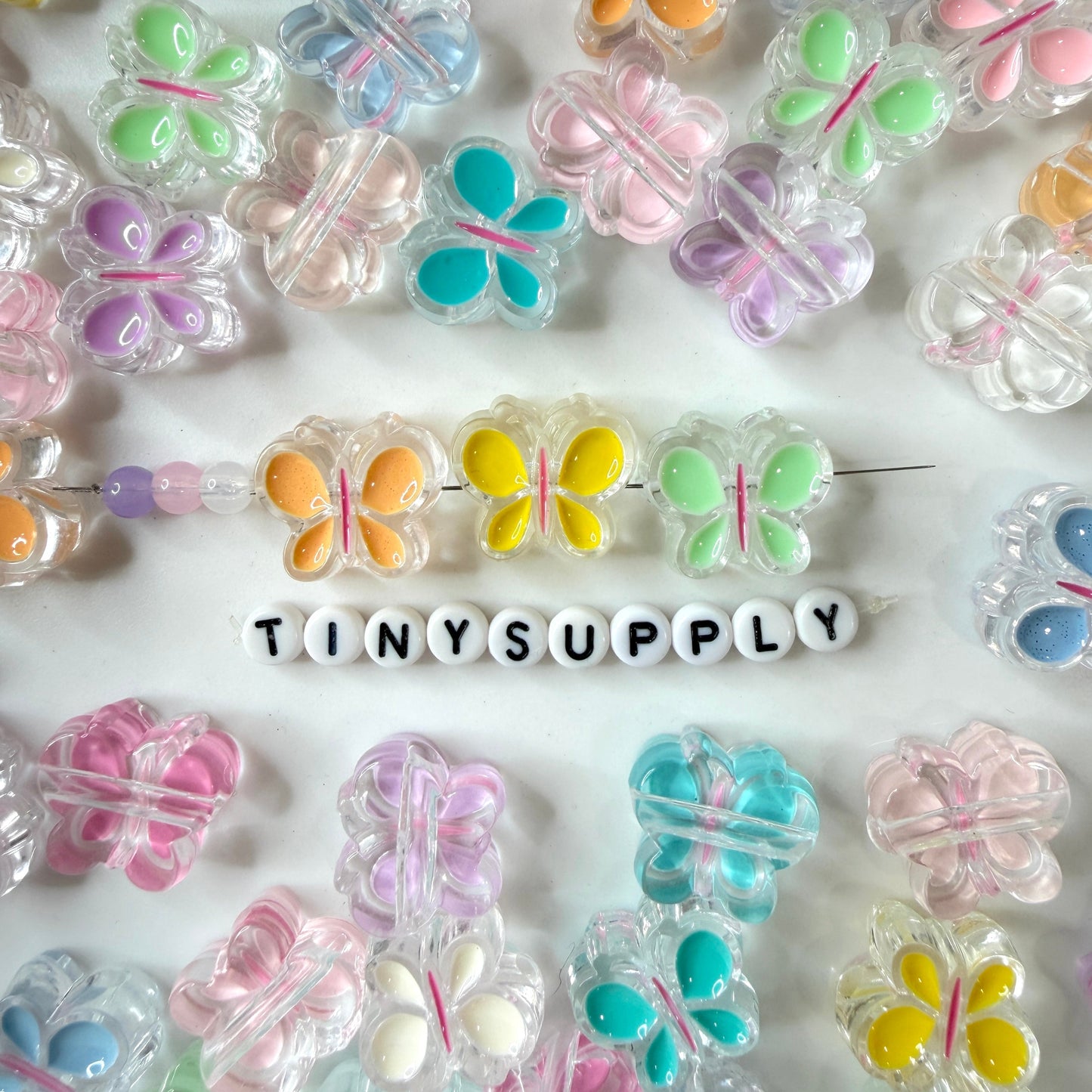Chunky Rainbow Butterfly Enamel Acrylic Bead (20.7x18mm)
