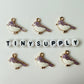 Pink/Purple Bird Alloy Enamel Charm (15.5mm x 19.5mm x 3mm, Hole: 2mm)