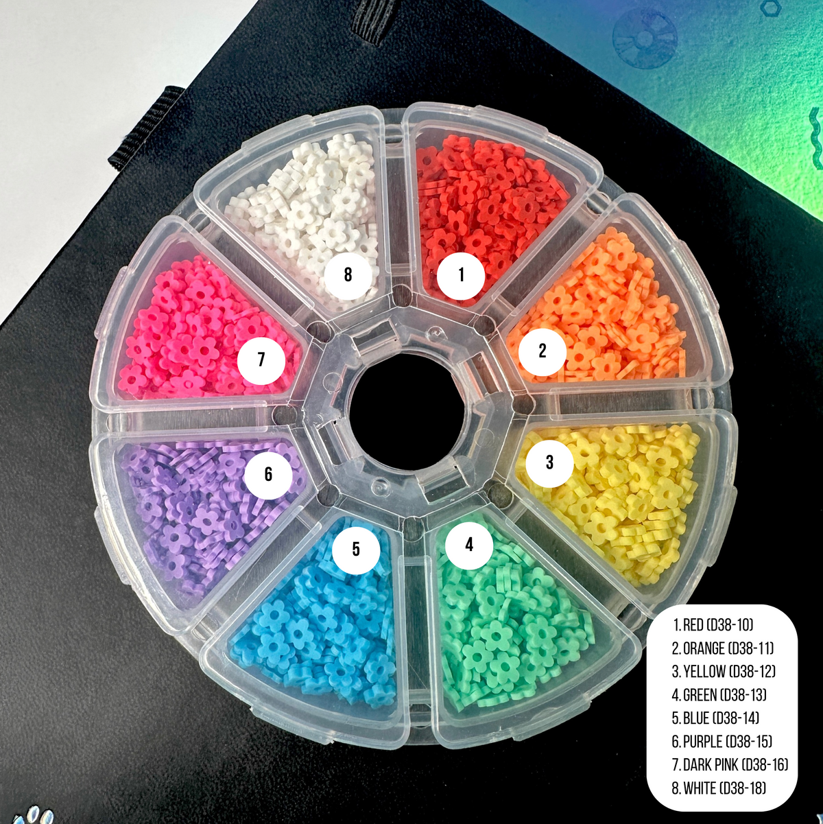 Rainbow Daisy Flower Outline, Floral Themed Polymer Clay Sprinkle Set/Box