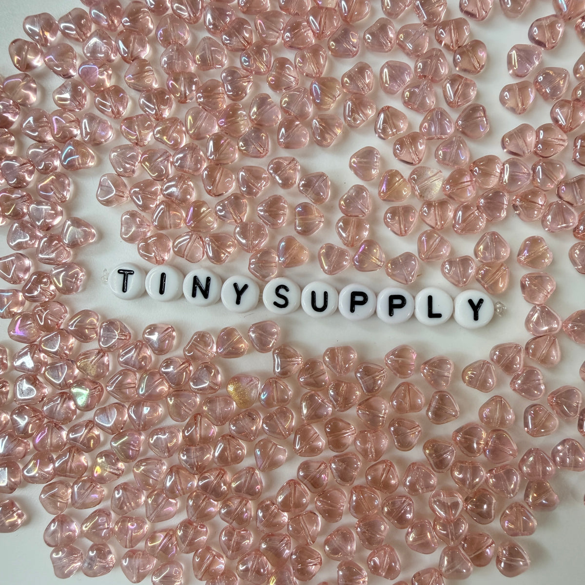 6MM Peach Puff Colored Glass Heart Beads D03-H