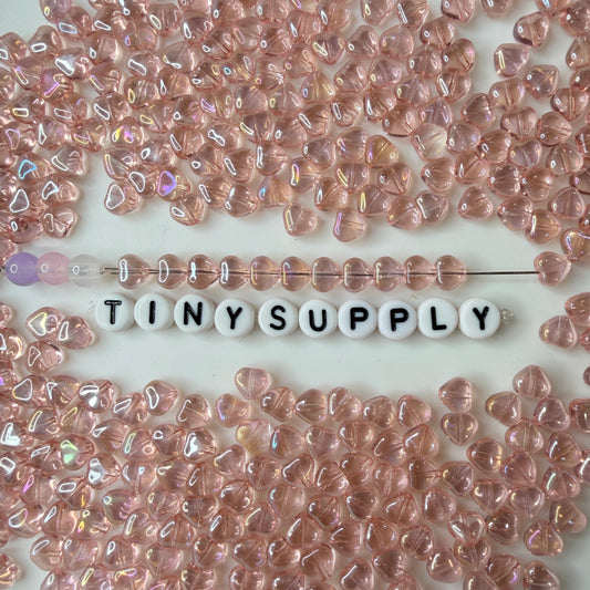 6MM Peach Puff Colored Glass Heart Beads D03-H