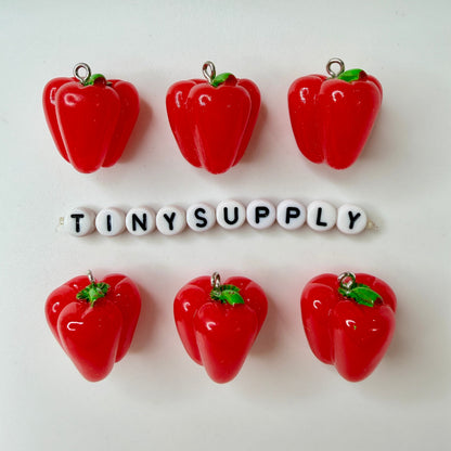 Resin Vegetable Charms, Red Pepper, Yellow Pepper, Garlic, Food Themed Crafts
