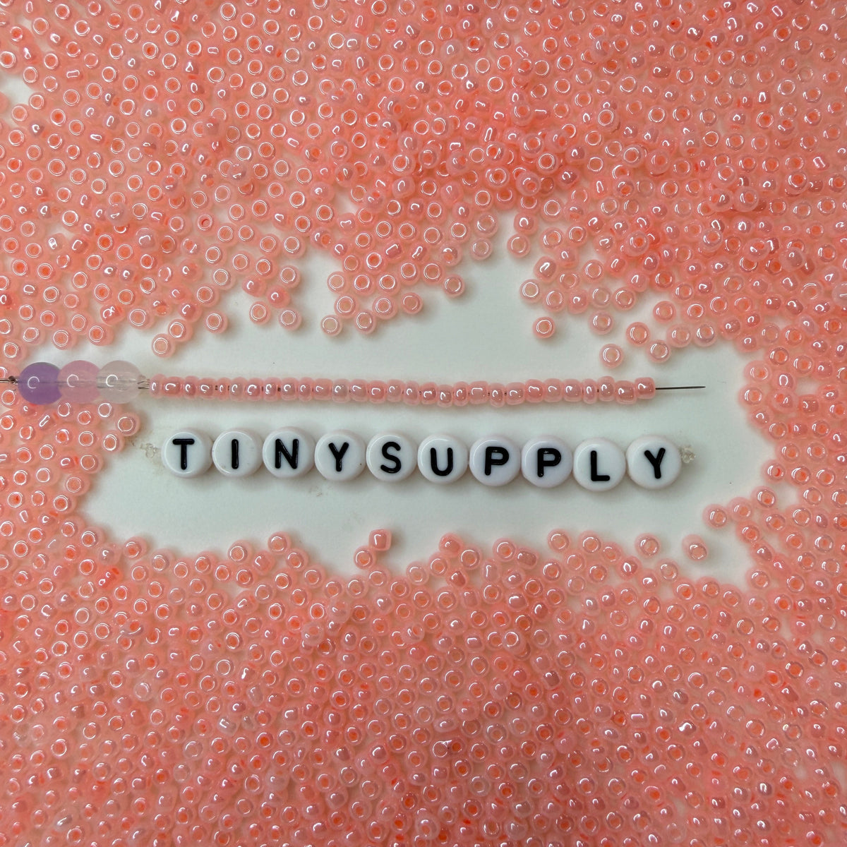 3MM AB Grapefruit Pink, Cream Line 8/0 Glass Seed Beads (CR-05) D59-05