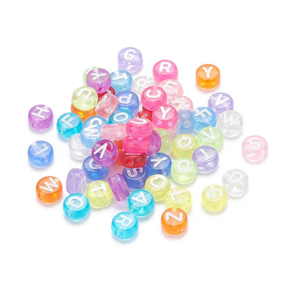 12 Colors Transparent Acrylic Mixed Letter Beads (600 beads per set)