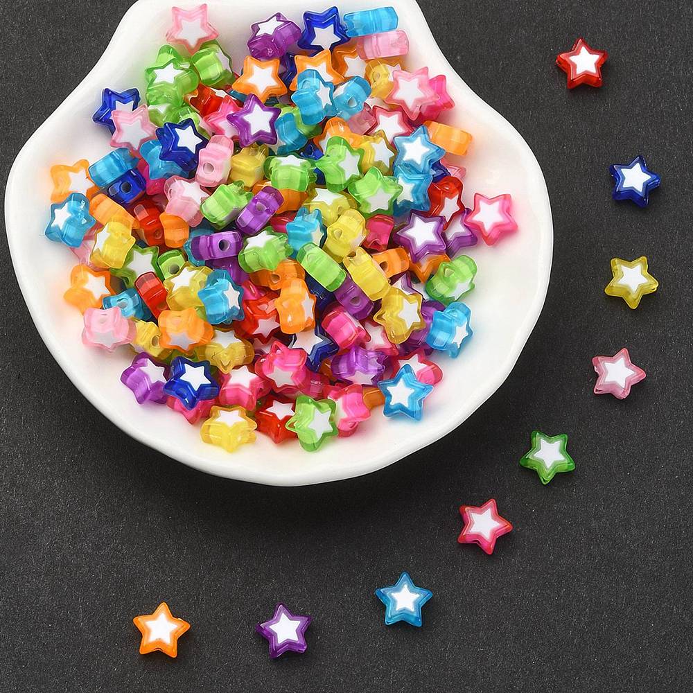 8.5MM x 9MM Solid Colored Acrylic Star Bead Set (300 Beads)