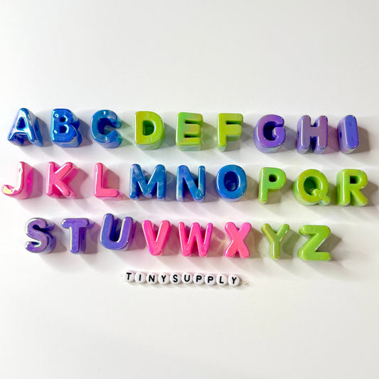 Chunky AB Plated A-Z Alphabet Individual Beads (Green,Blue,Purple,Pink)