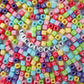 Pastel Cube, White Letter A-Z Alphabet Individual Beads (6MM)