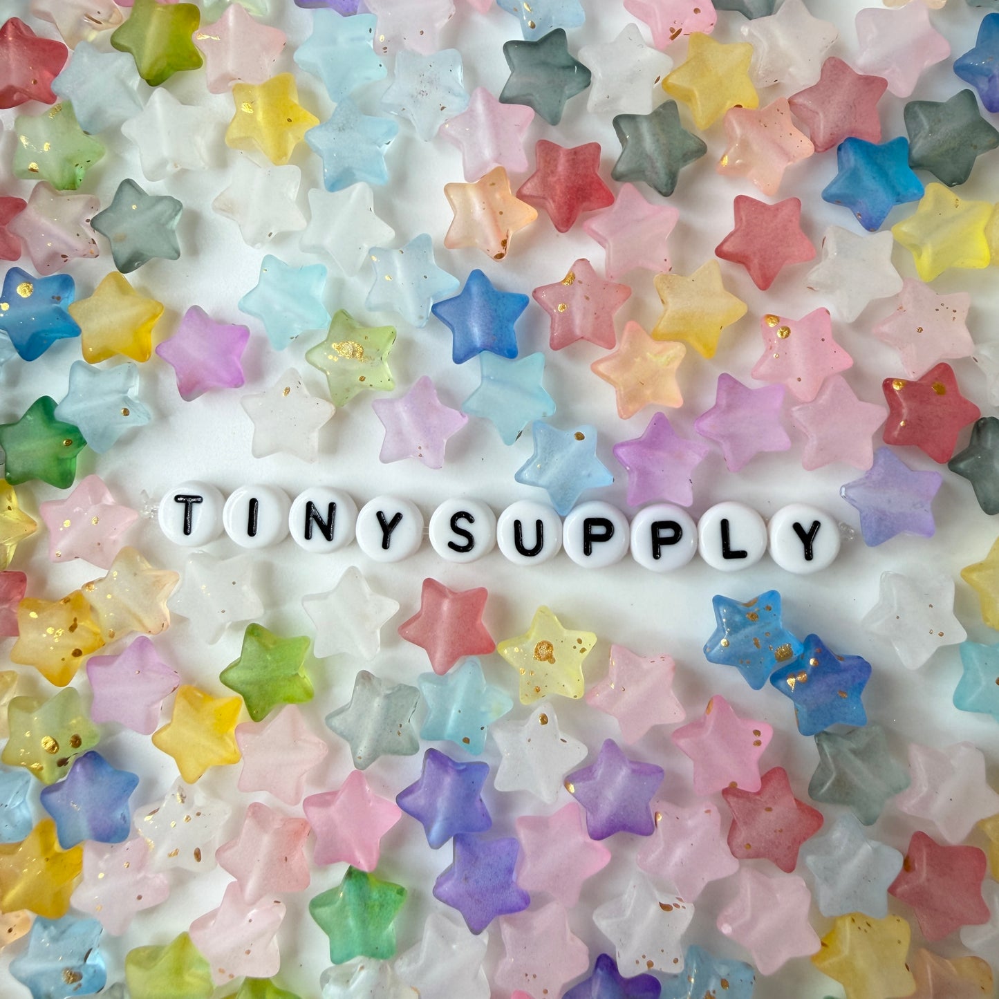 10MM Mixed Color Paint Splattered Acrylic Star Beads