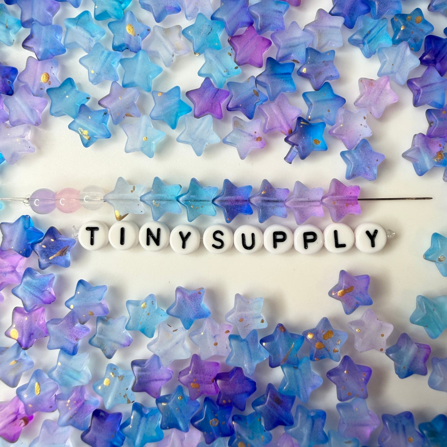 10MM Blue Purple Galaxy Color Paint Splattered Acrylic Star Beads