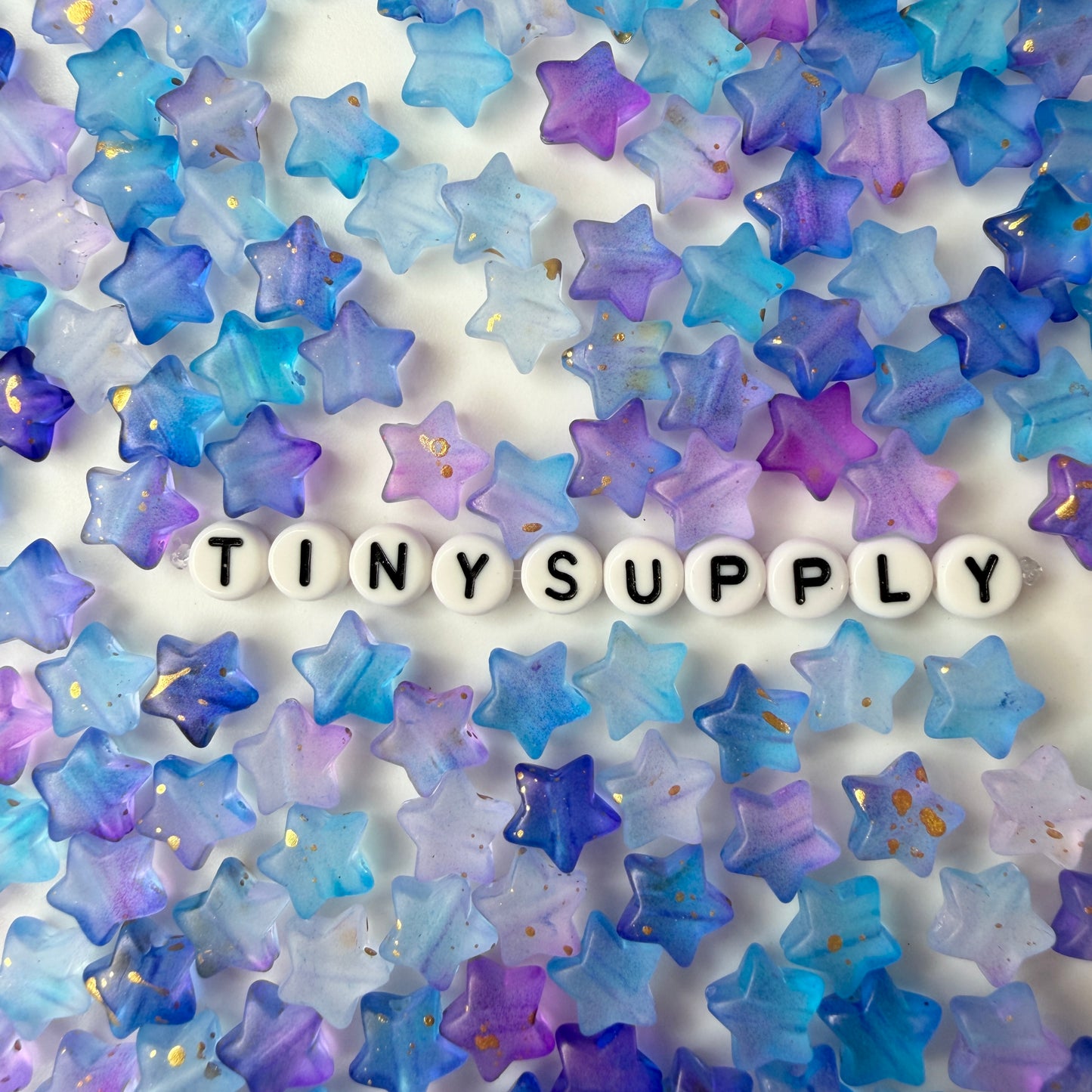 10MM Blue Purple Galaxy Color Paint Splattered Acrylic Star Beads
