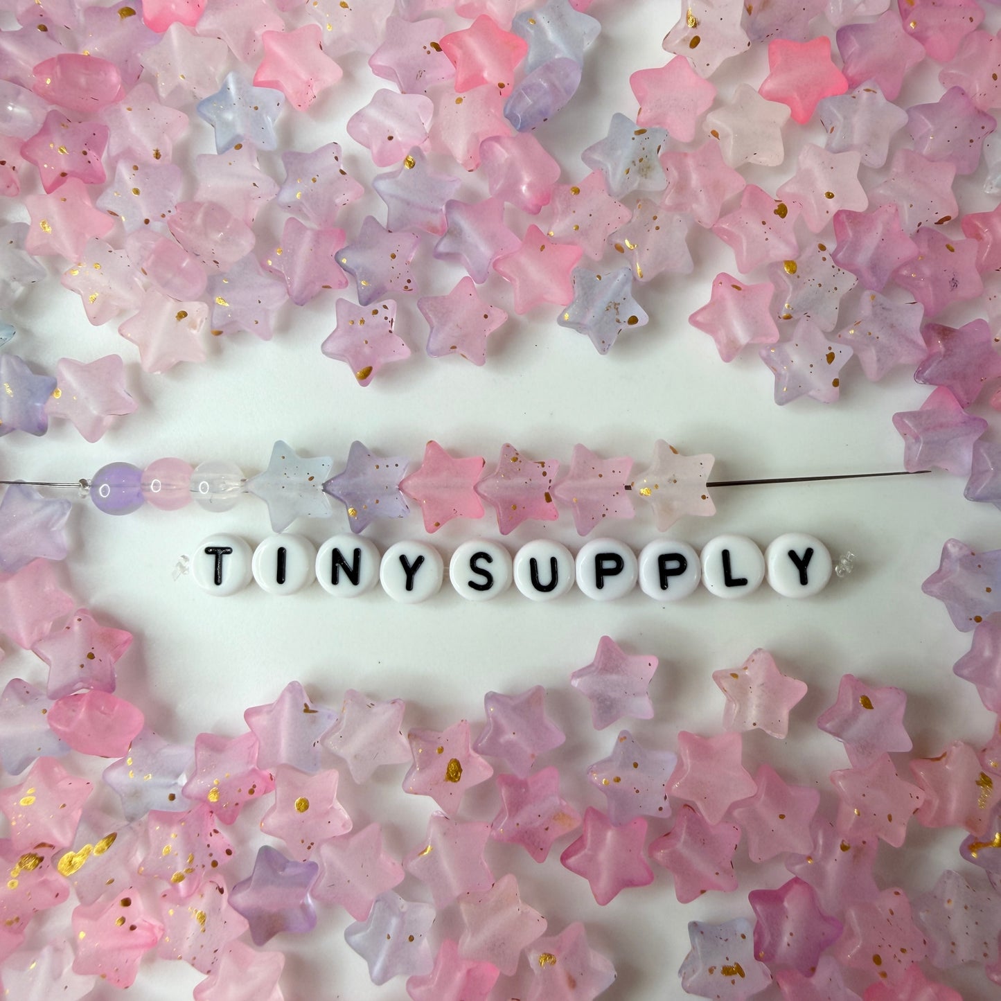10MM Pink Mix Color Paint Splattered Acrylic Star Beads