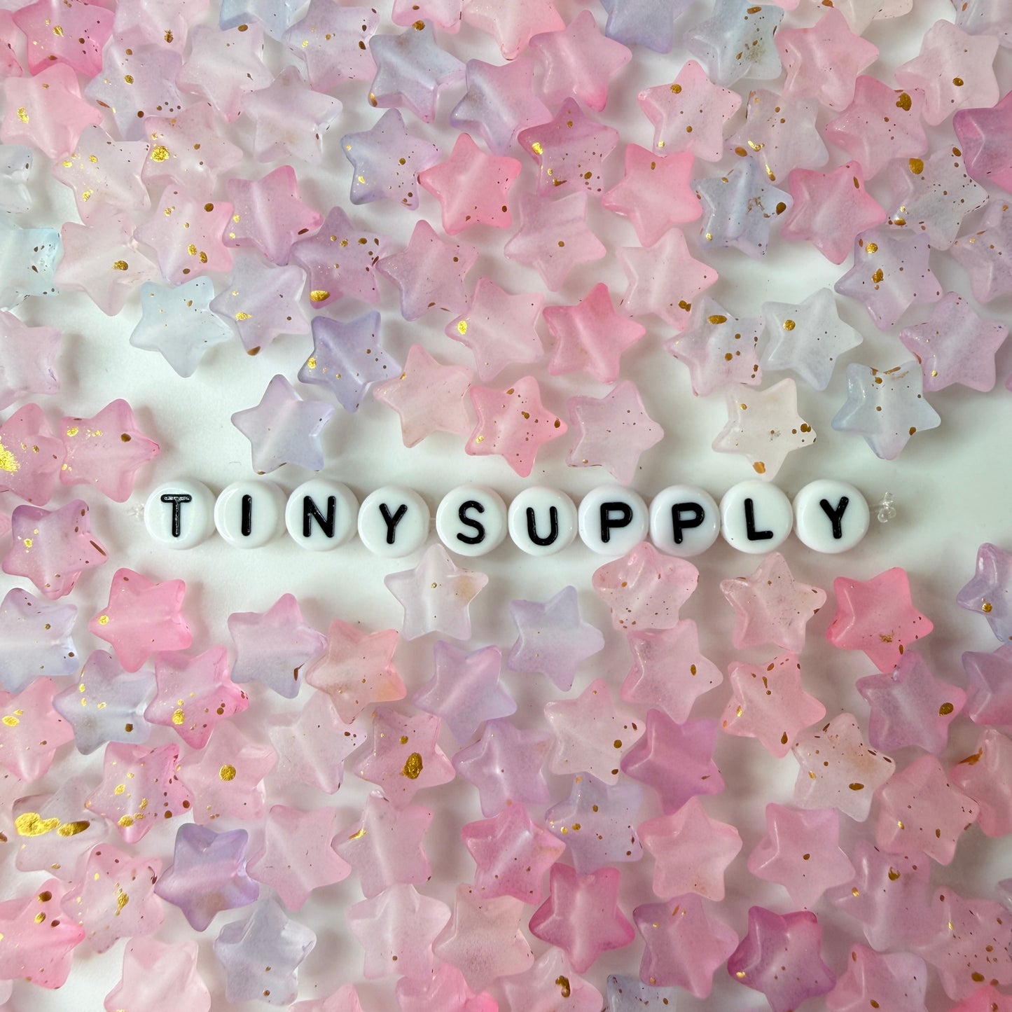 10MM Pink Mix Color Paint Splattered Acrylic Star Beads