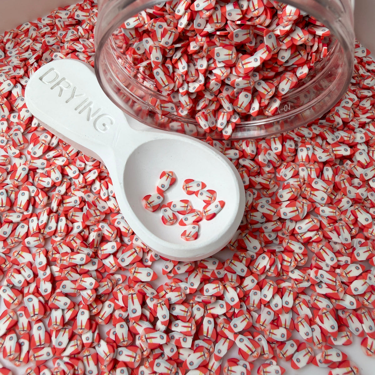 5MM White/Red Rocketship Polymer Clay Sprinkle (NOT EDIBLE) D58-35