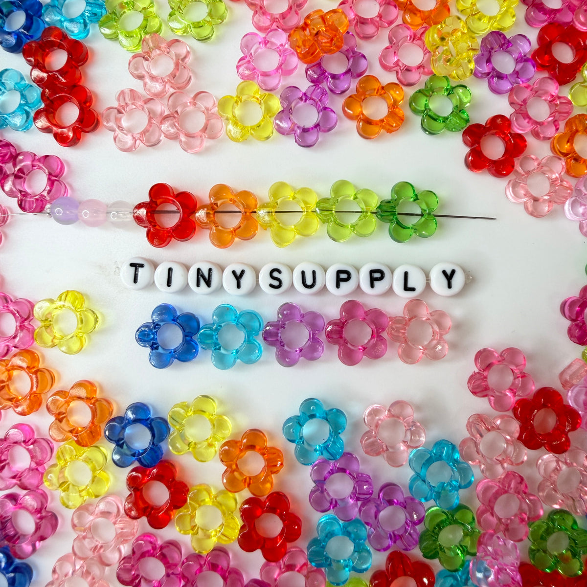 13MM Mixed Color Translucent Flower Themed Acrylic Bead