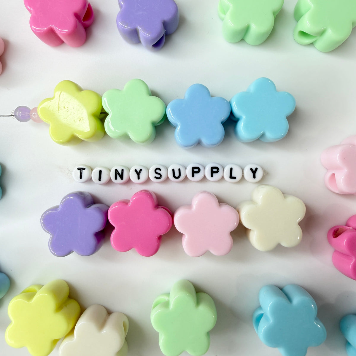 Chunky 23MM Sakura Flower Shaped Pastel Mix Acrylic Beads