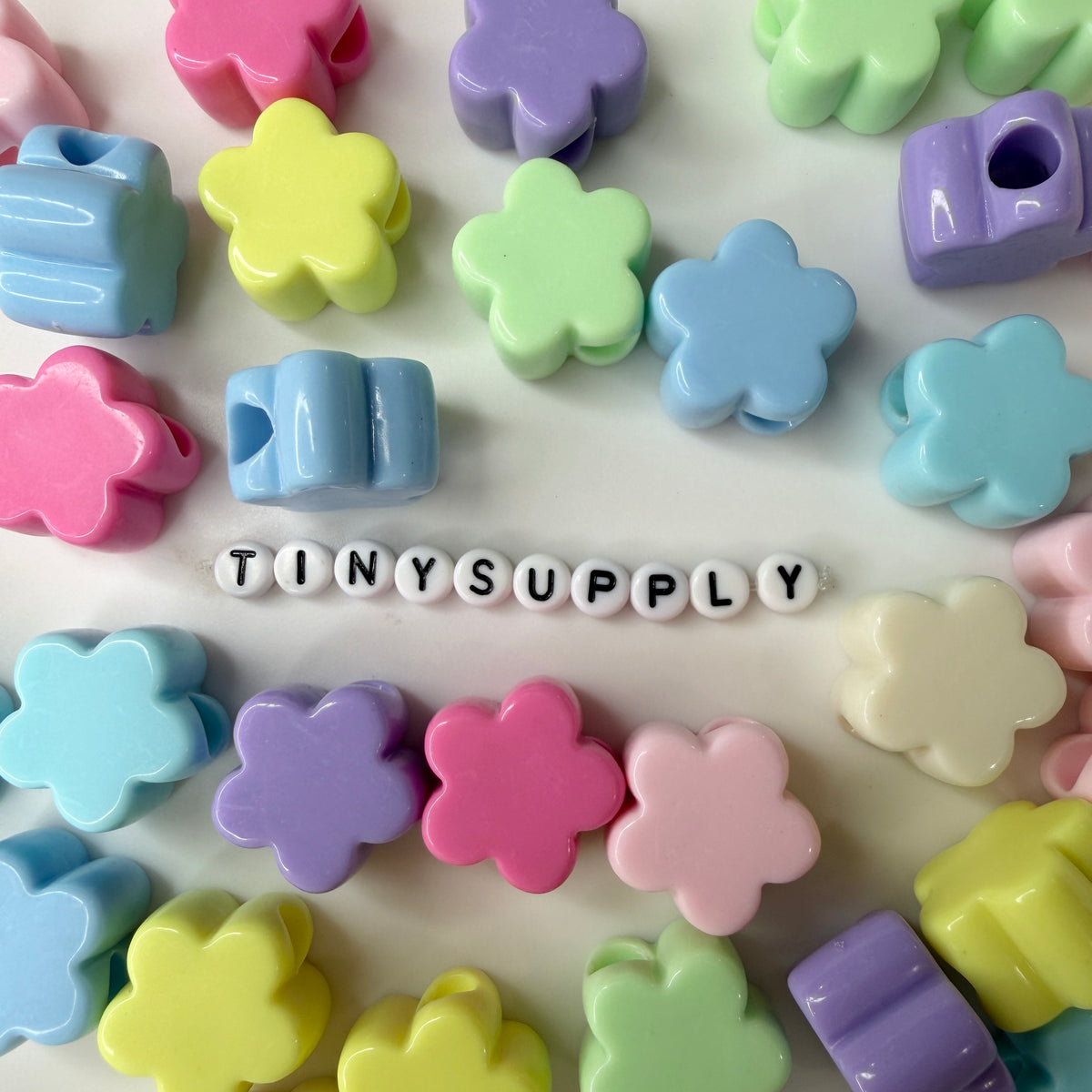 Chunky 23MM Sakura Flower Shaped Pastel Mix Acrylic Beads