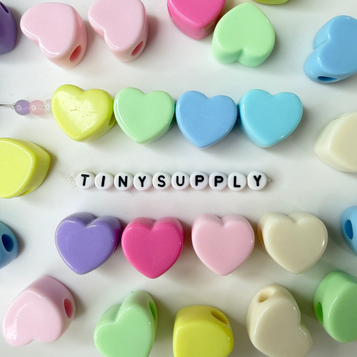 Chunky 21MM Heart Shaped Pastel Mix Acrylic Beads