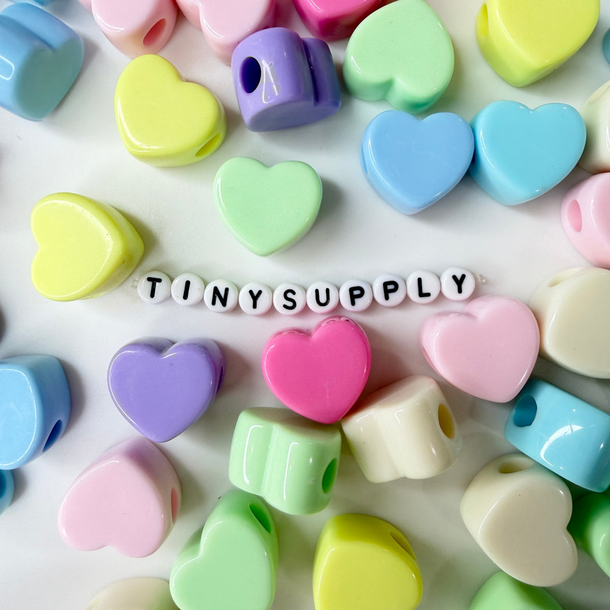 Chunky 21MM Heart Shaped Pastel Mix Acrylic Beads