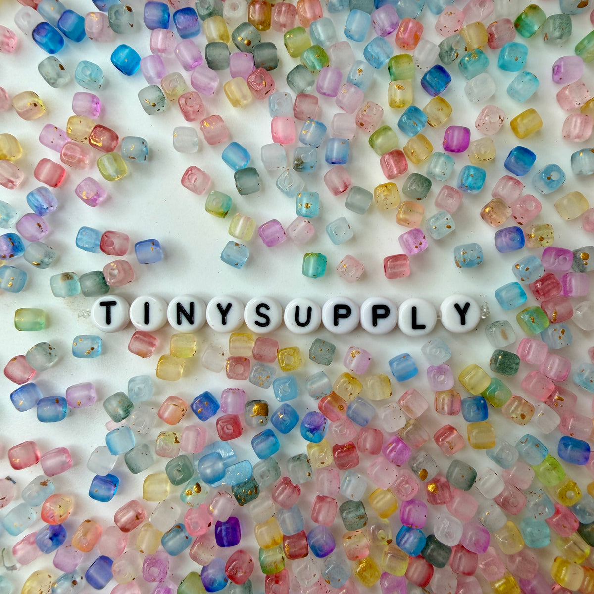 4MM Mixed Color Matte Acrylic Cube Beads