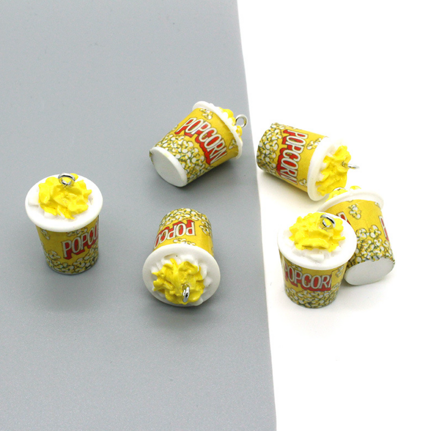 Yellow Popcorn Bucket Charms with Eye Pins (24mm x 18mm)