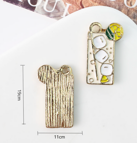 Alloy Enamel Lemonade Drink Charms (20mm x 11mm)