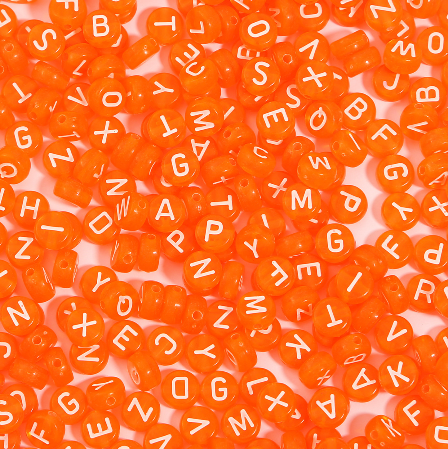 Translucent ORANGE, White Letter A-Z Alphabet Individual Beads (7MM)