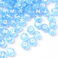 Translucent LIGHT BLUE, White Letter A-Z Alphabet Individual Beads (7MM)