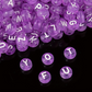 Translucent DARK PURPLE, White Letter A-Z Alphabet Individual Beads (7MM)