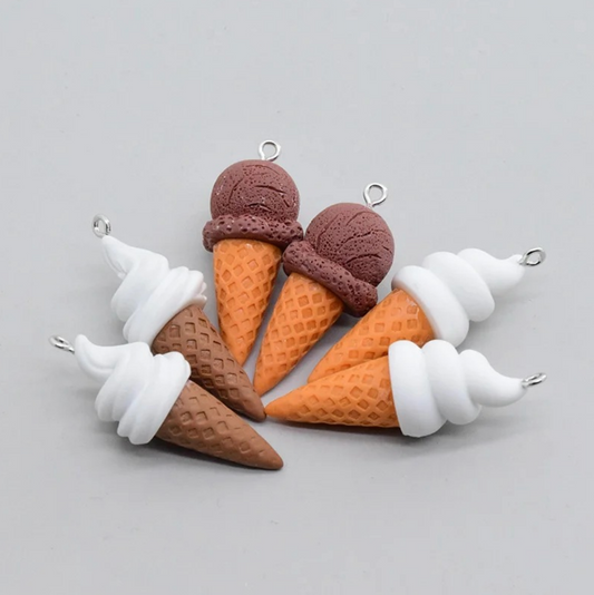 4CM Swirly Ice Cream Cone, Food Themed Charms