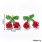 Beaded Cherry Charm, Fruit Themed Charms (18MM x 17MM)