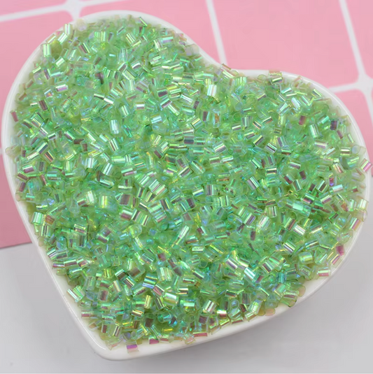 FAKE Light Green Iridescent Crispy Bingsu Beads