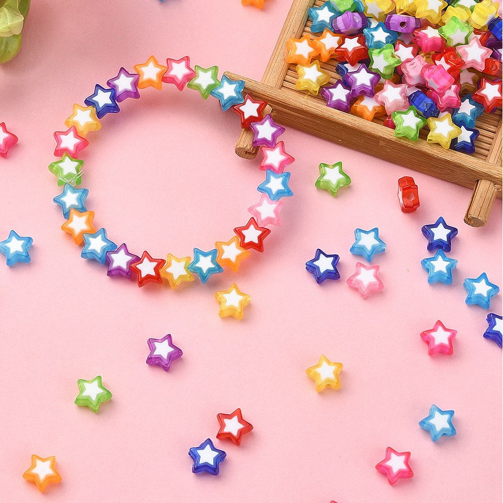 8.5MM x 9MM Solid Colored Acrylic Star Bead Set (300 Beads)