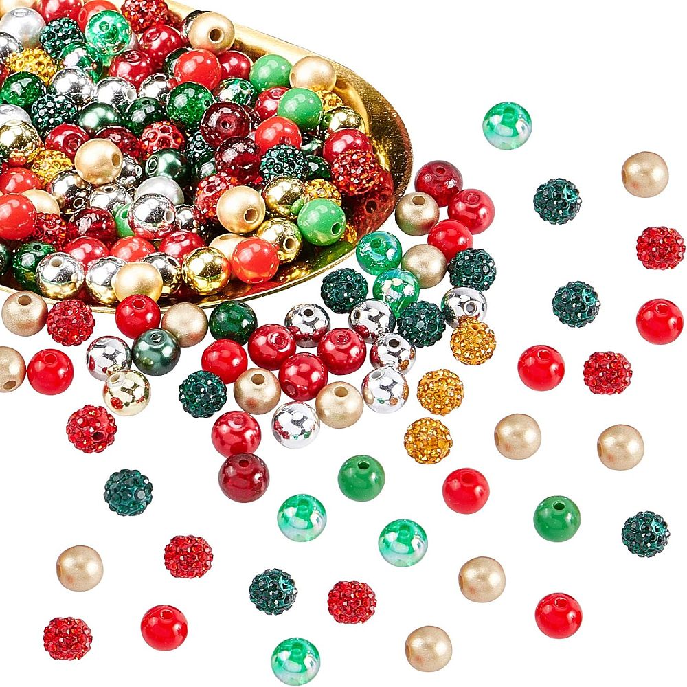 8MM Jolly Christmas Themed Bead Set (180 Beads)