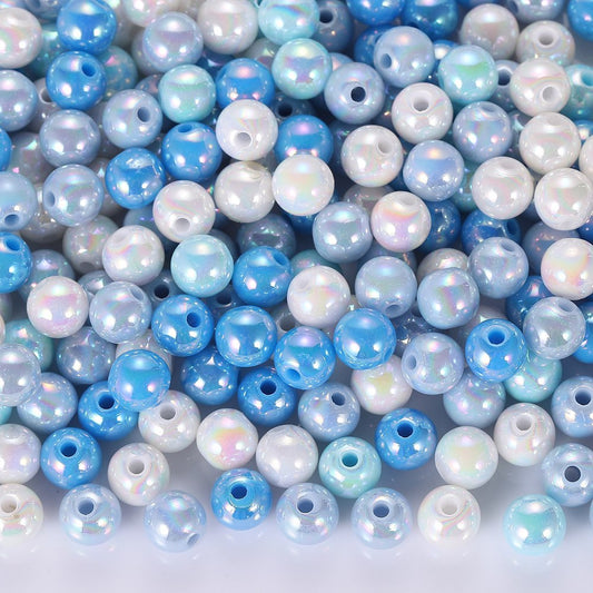 8MM AB Color Plated Round Acrylic Beads (Multiple Color Options) 400 Beads