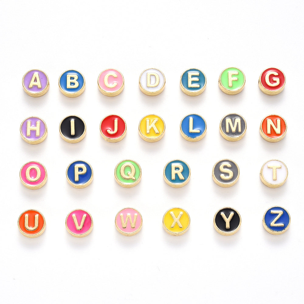 LETTERS A to Z Alloy Enamel Individual Initial Charms (8x4mm, Hole: 1.5mm)